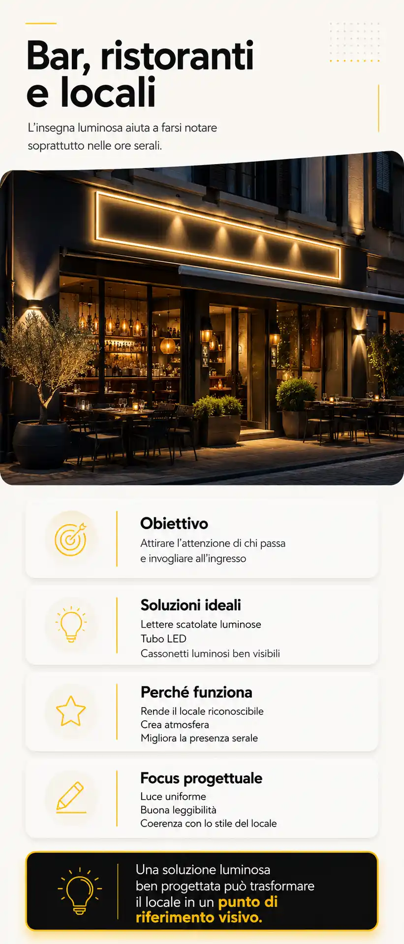Insegne luminose per bar ristoranti e locali Sirio Project
