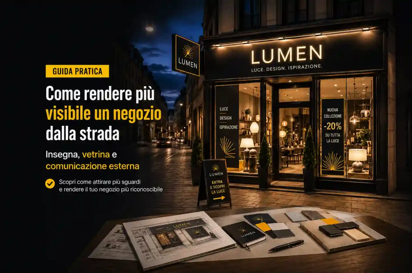 Come rendere più visibile un negozio dalla strada: insegna, vetrina e comunicazione esterna
