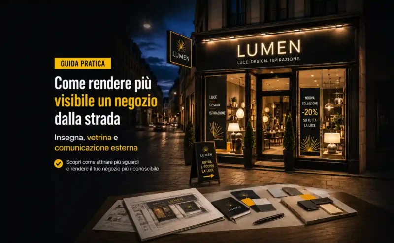 Come rendere più visibile un negozio dalla strada: insegna, vetrina e comunicazione esterna