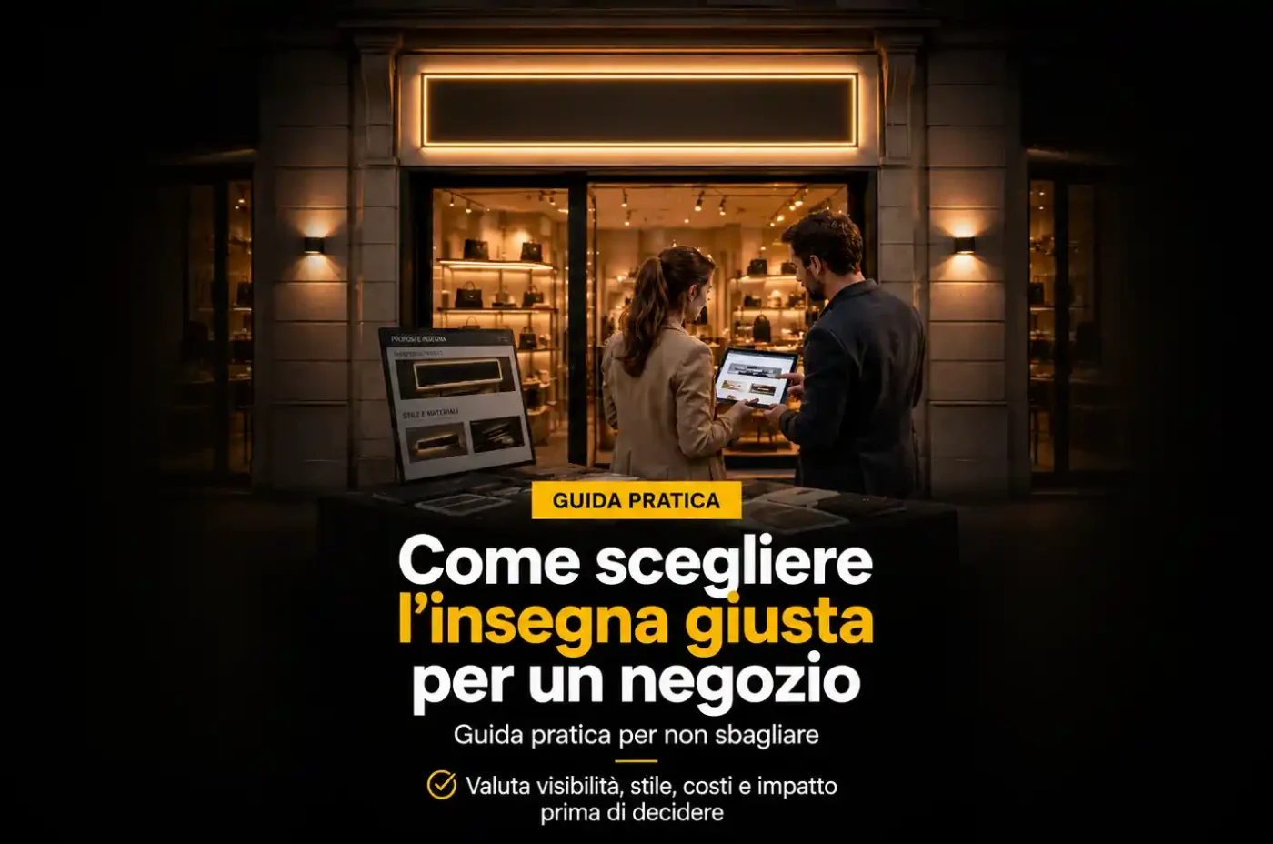 Come scegliere l’insegna giusta per un negozio: guida pratica per non sbagliare