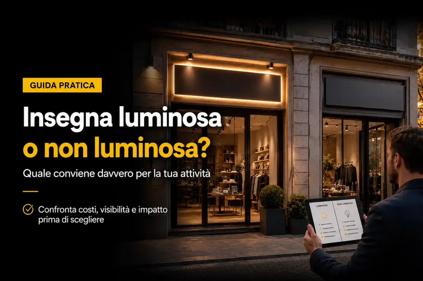 Insegna luminosa o non luminosa: quale conviene davvero per la tua attività?