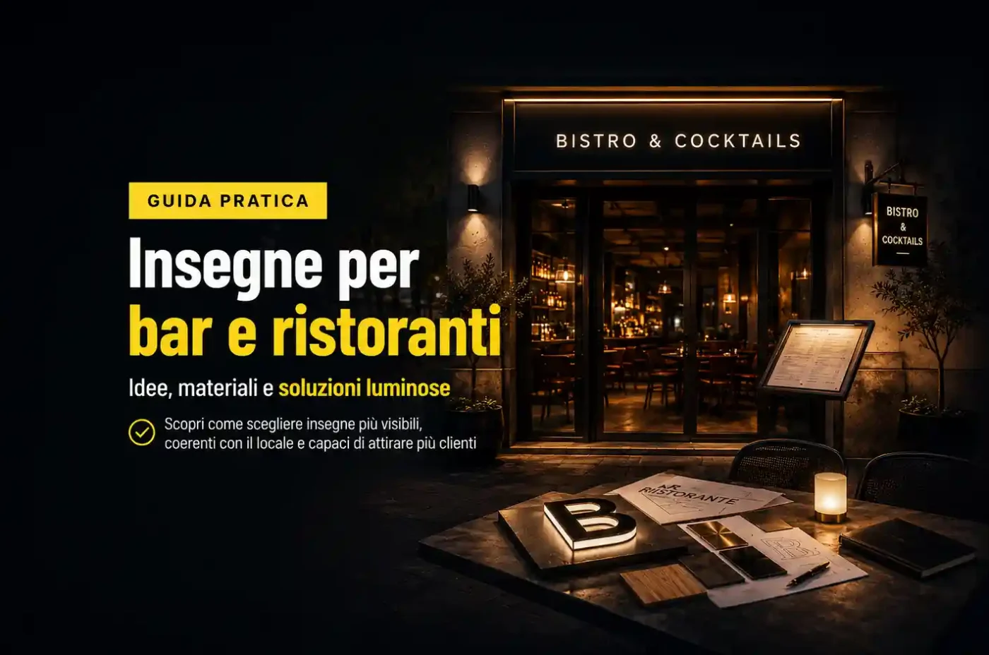 Insegne per bar e ristoranti: idee, materiali e soluzioni luminose