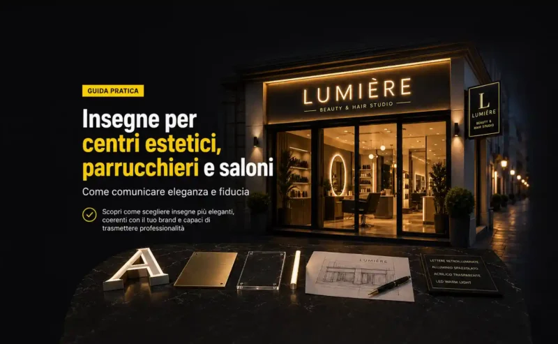 Insegne per centri estetici, parrucchieri e saloni: come comunicare eleganza e fiducia