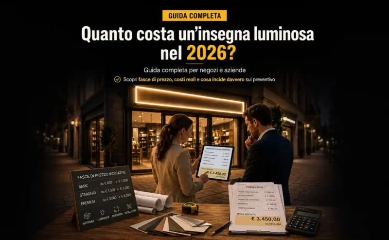 Quanto costa un’insegna luminosa nel 2026? Guida completa per negozi e aziende